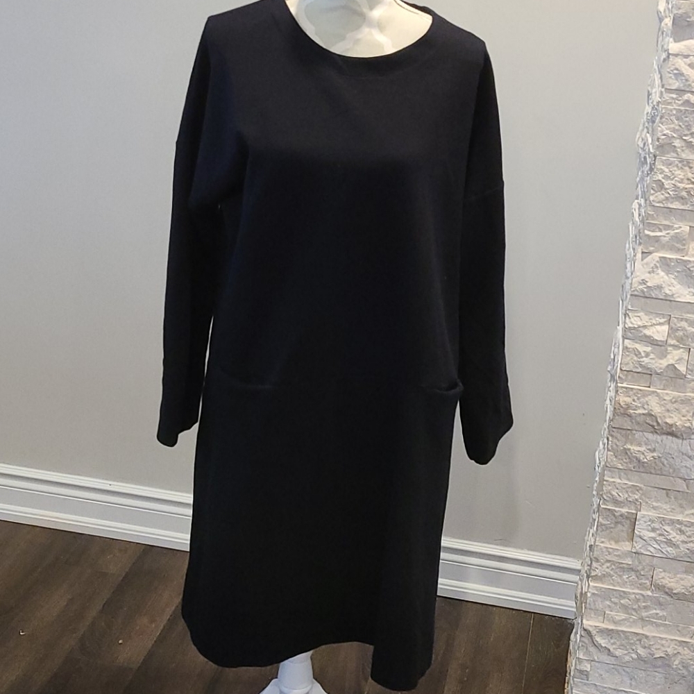 Zara blk oversized jersey dress w/ pockets